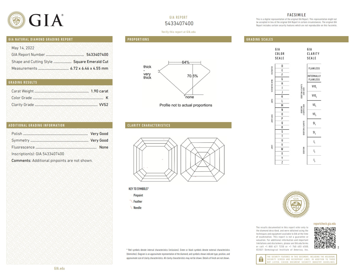 1.90ct | K/VVS2 Asscher Shape Step Cut Diamond (GIA) - Modern Rustic Diamond