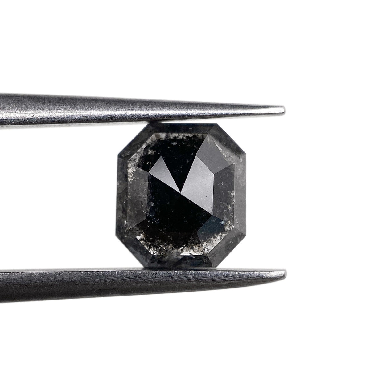 0.96ct | Salt &amp; Pepper Emerald Shape Step Cut Diamond - Modern Rustic Diamond