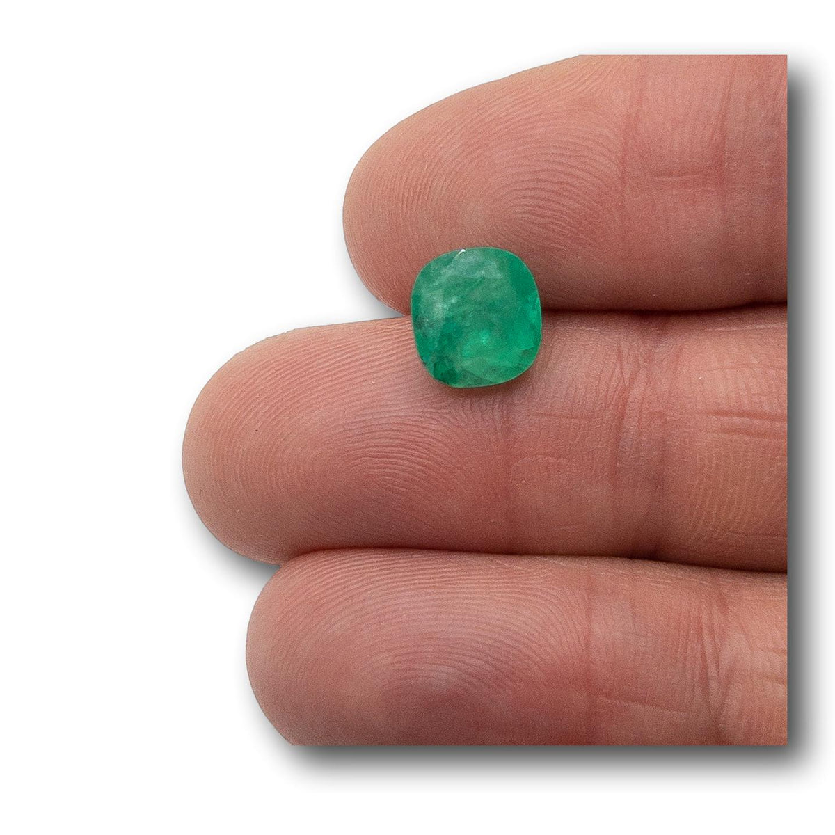 3.10ct | Brilliant Cut Cushion Shape Muzo Origin Emerald-Modern Rustic Diamond