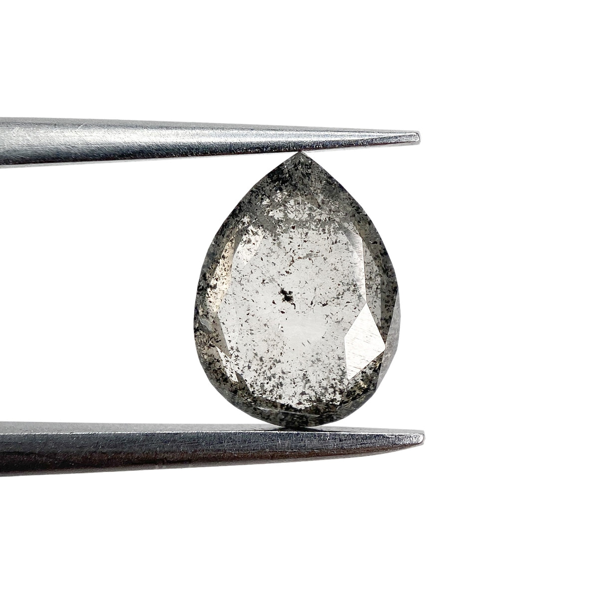 1.09ct | Salt &amp; Pepper Pear Shape Rose Cut Diamond - Modern Rustic Diamond