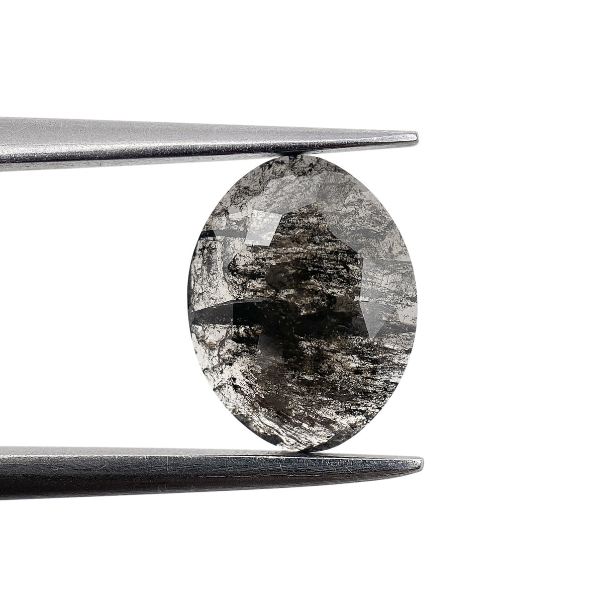 1.25ct | Salt &amp; Pepper Oval Shape Rose Cut Diamond - Modern Rustic Diamond