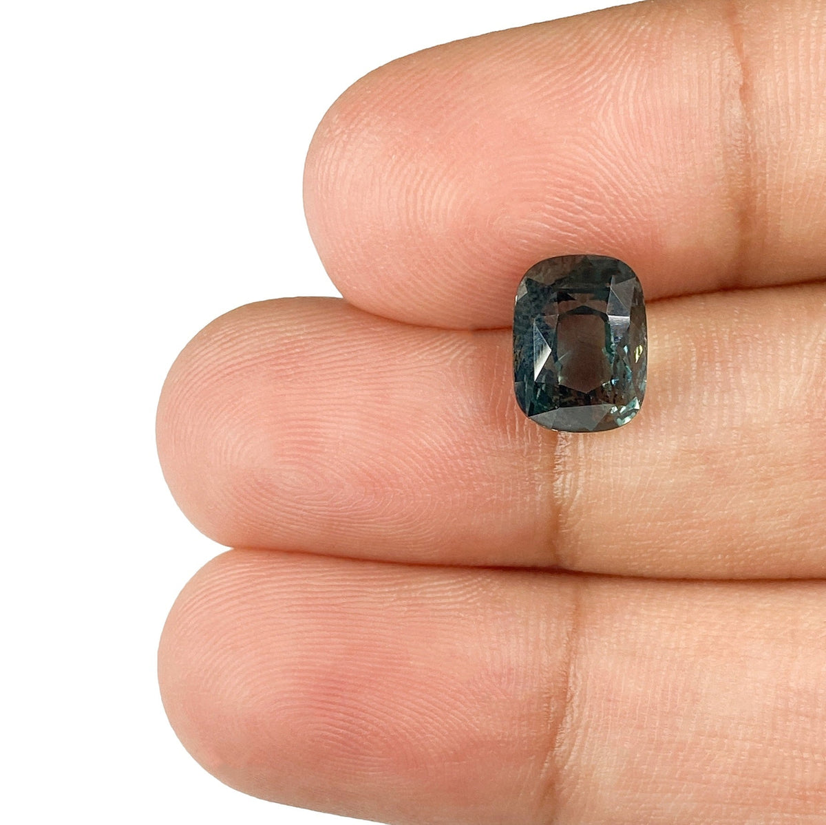 3.15ct | Brilliant Cut Cushion Shape Green Sapphire-Modern Rustic Diamond