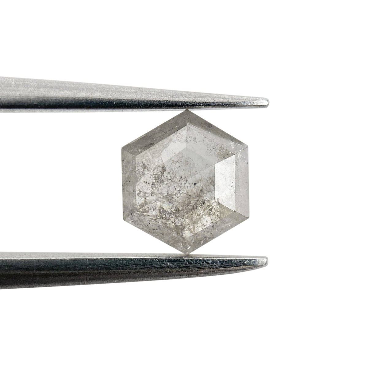 0.66ct | Salt &amp; Pepper Hexagon Shape Rose Cut Diamond - Modern Rustic Diamond