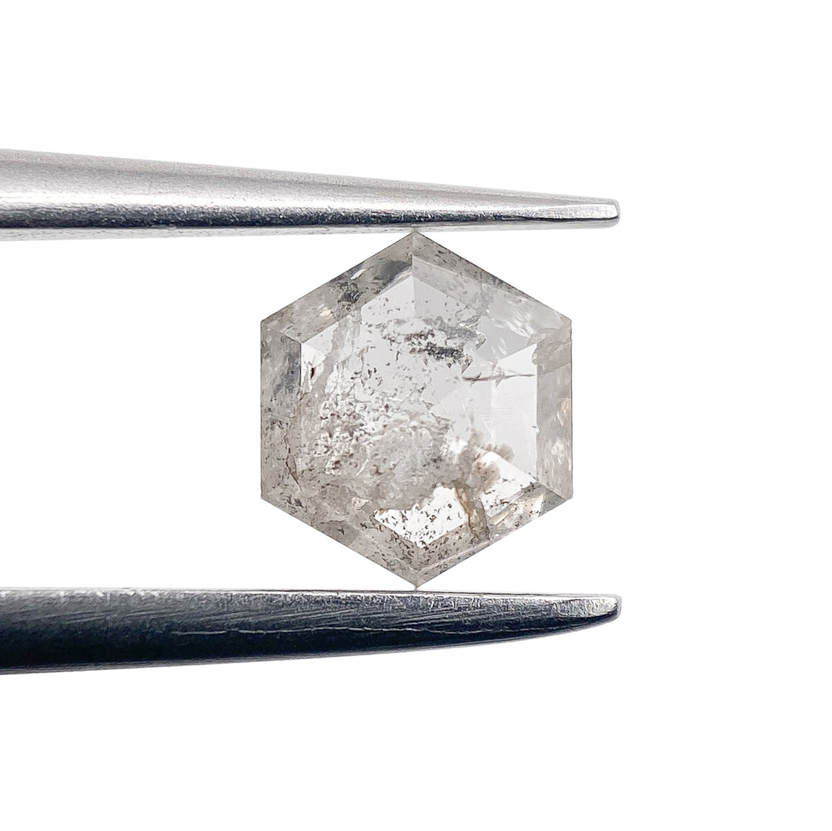 0.55ct | Salt &amp; Pepper Hexagon Shape Rose Cut Diamond - Modern Rustic Diamond