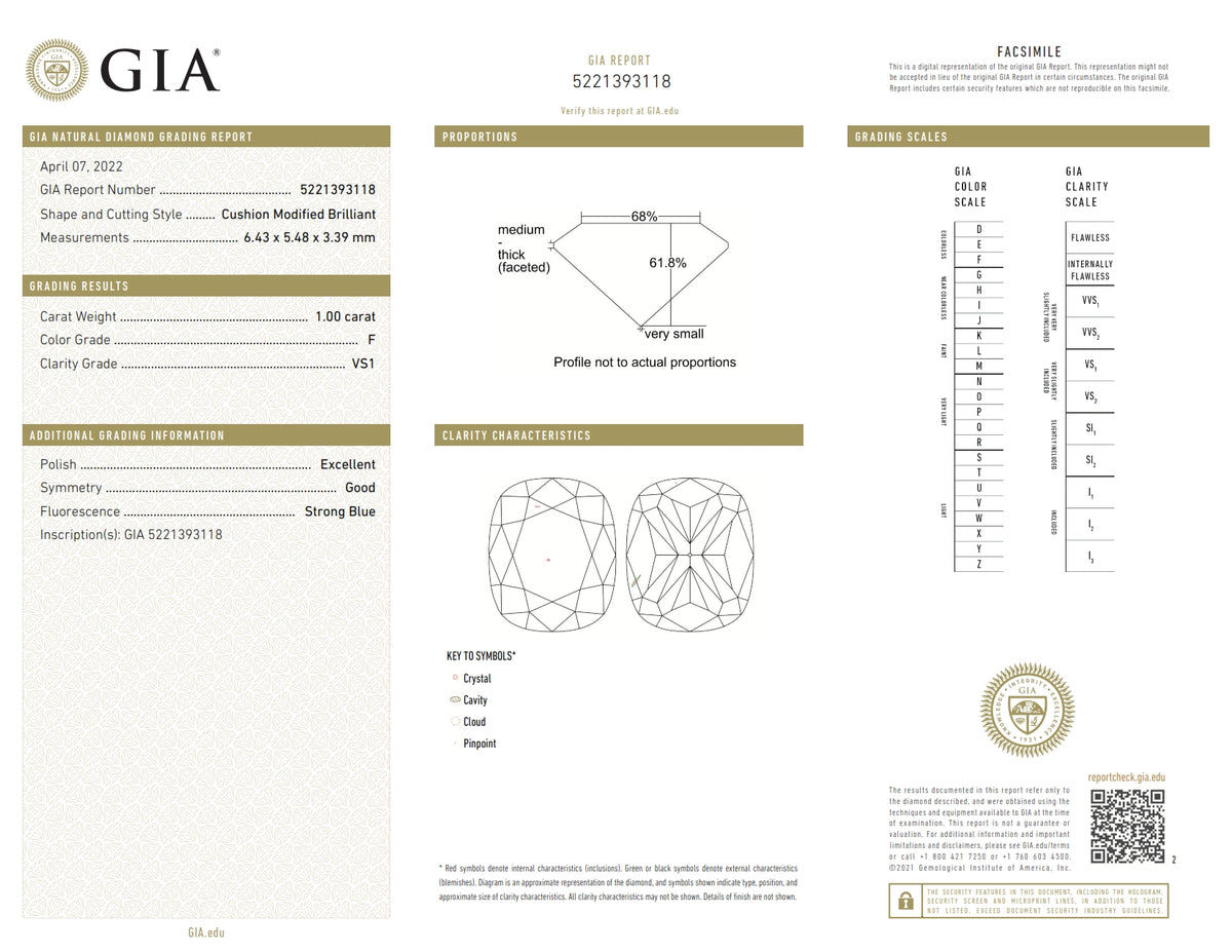1.00ct | F/VS1 Cushion Shape Brilliant Cut Diamond (GIA) - Modern Rustic Diamond