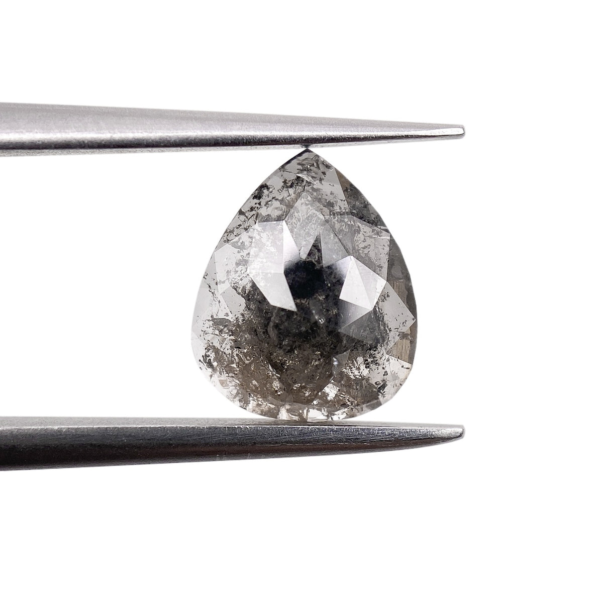 1.19ct | Salt &amp; Pepper Pear Shape Rose Cut Diamond - Modern Rustic Diamond