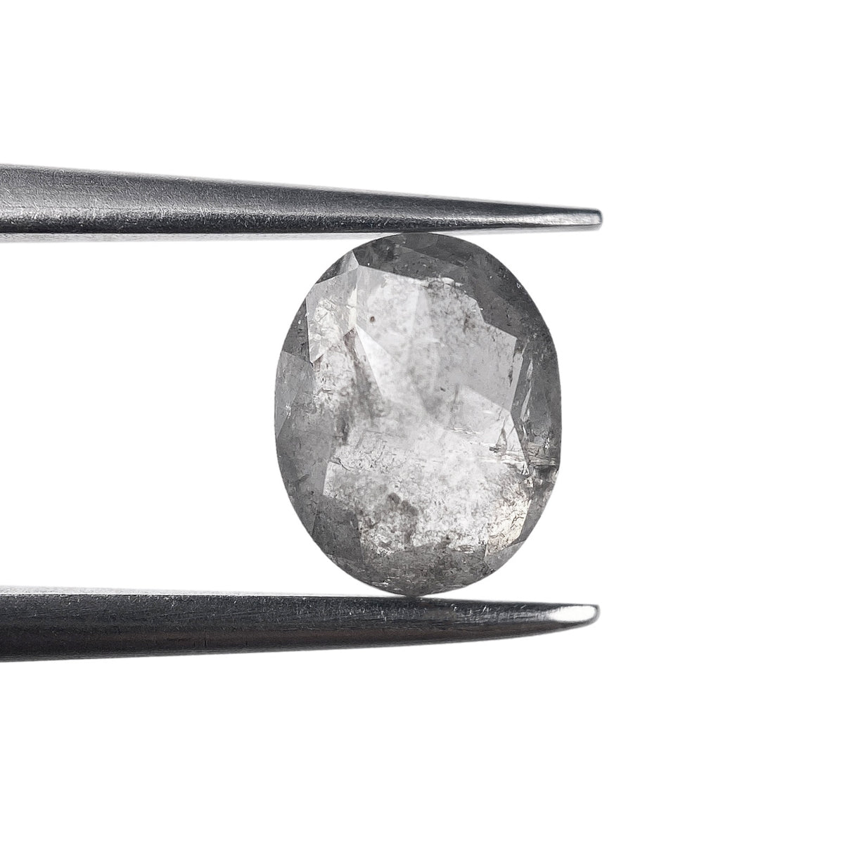 1.21ct | Salt &amp; Pepper Oval Shape Rose Cut Diamond - Modern Rustic Diamond
