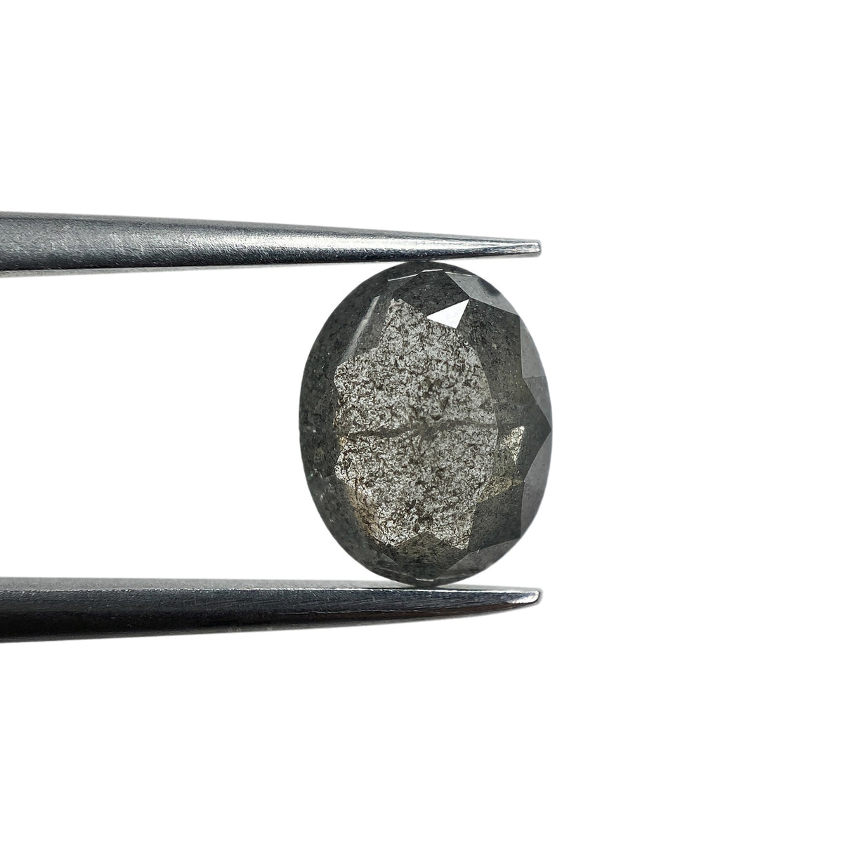 1.44ct | Salt &amp; Pepper Oval Shape Rose Cut Diamond - Modern Rustic Diamond