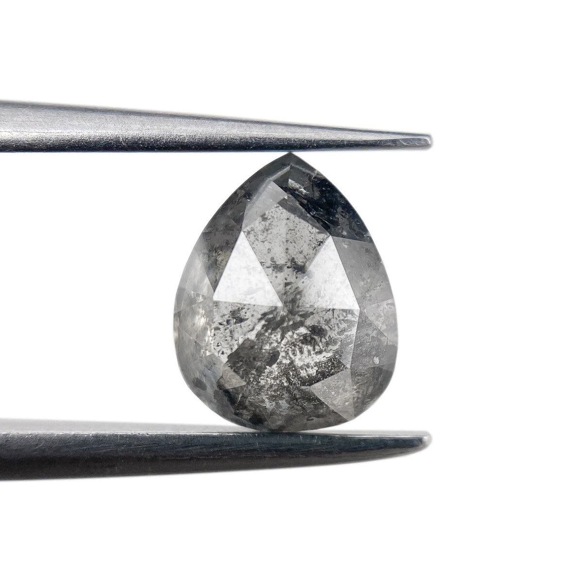 1.07ct | Salt &amp; Pepper Pear Shape Rose Cut Diamond - Modern Rustic Diamond