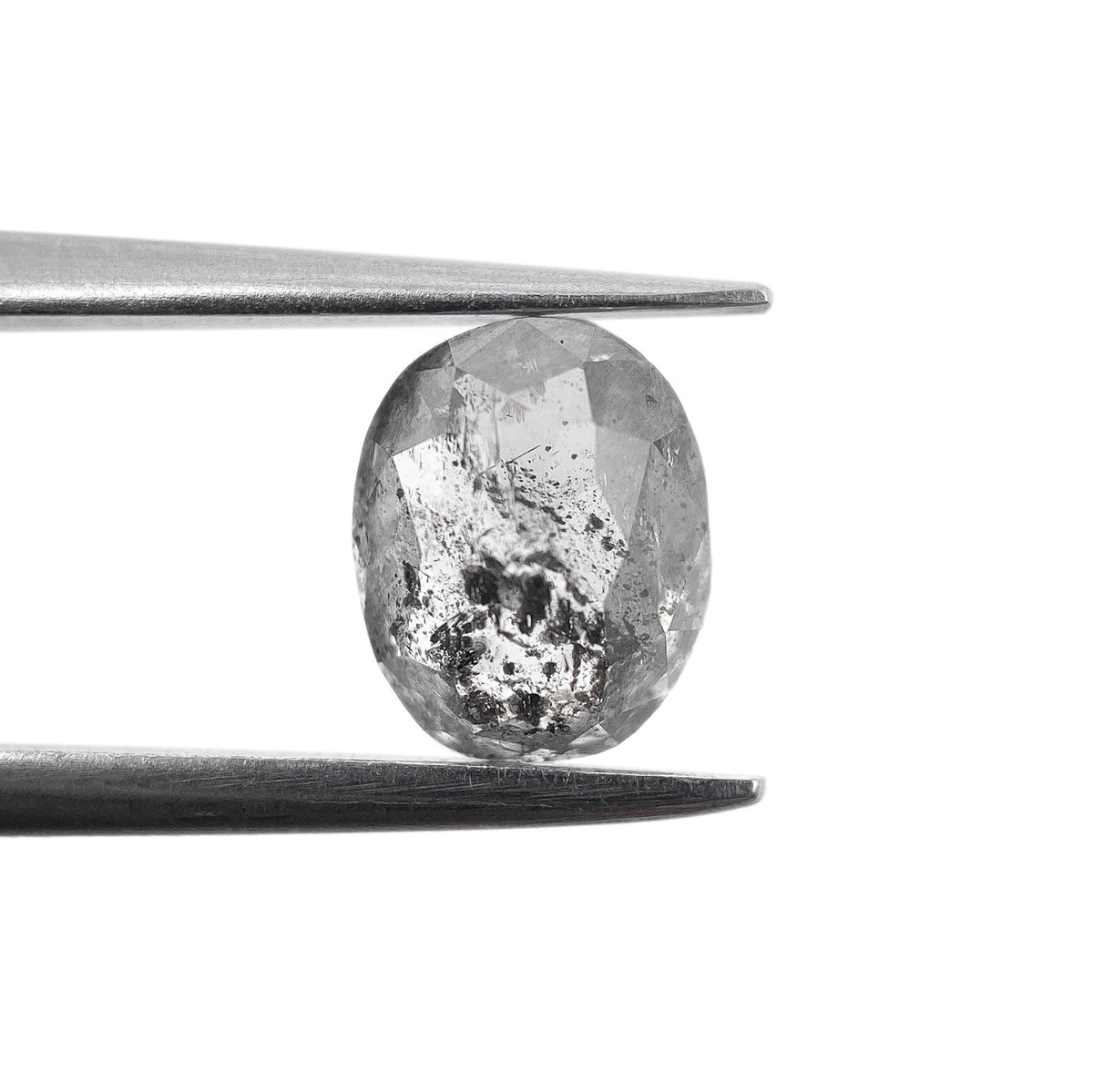 1.09ct | Salt &amp; Pepper Oval Shape Rose Cut Diamond - Modern Rustic Diamond