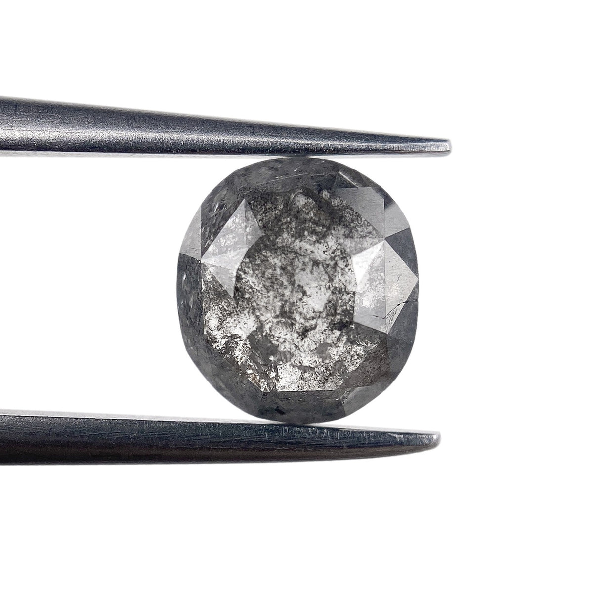 1.09ct | Salt &amp; Pepper Cushion Shape Rose Cut Diamond - Modern Rustic Diamond