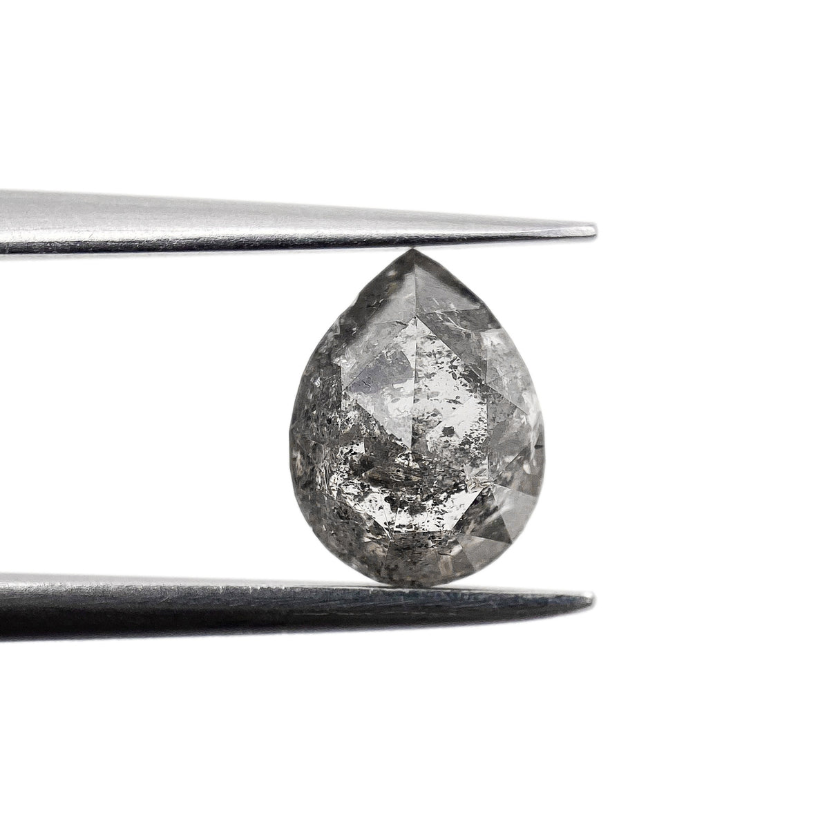 1.16ct | Salt &amp; Pepper Pear Shape Rose Cut Diamond - Modern Rustic Diamond