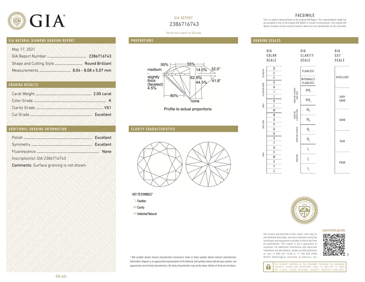 2.00ct | K/VS1 Round Shape Brilliant Cut Diamond (GIA) - Modern Rustic Diamond
