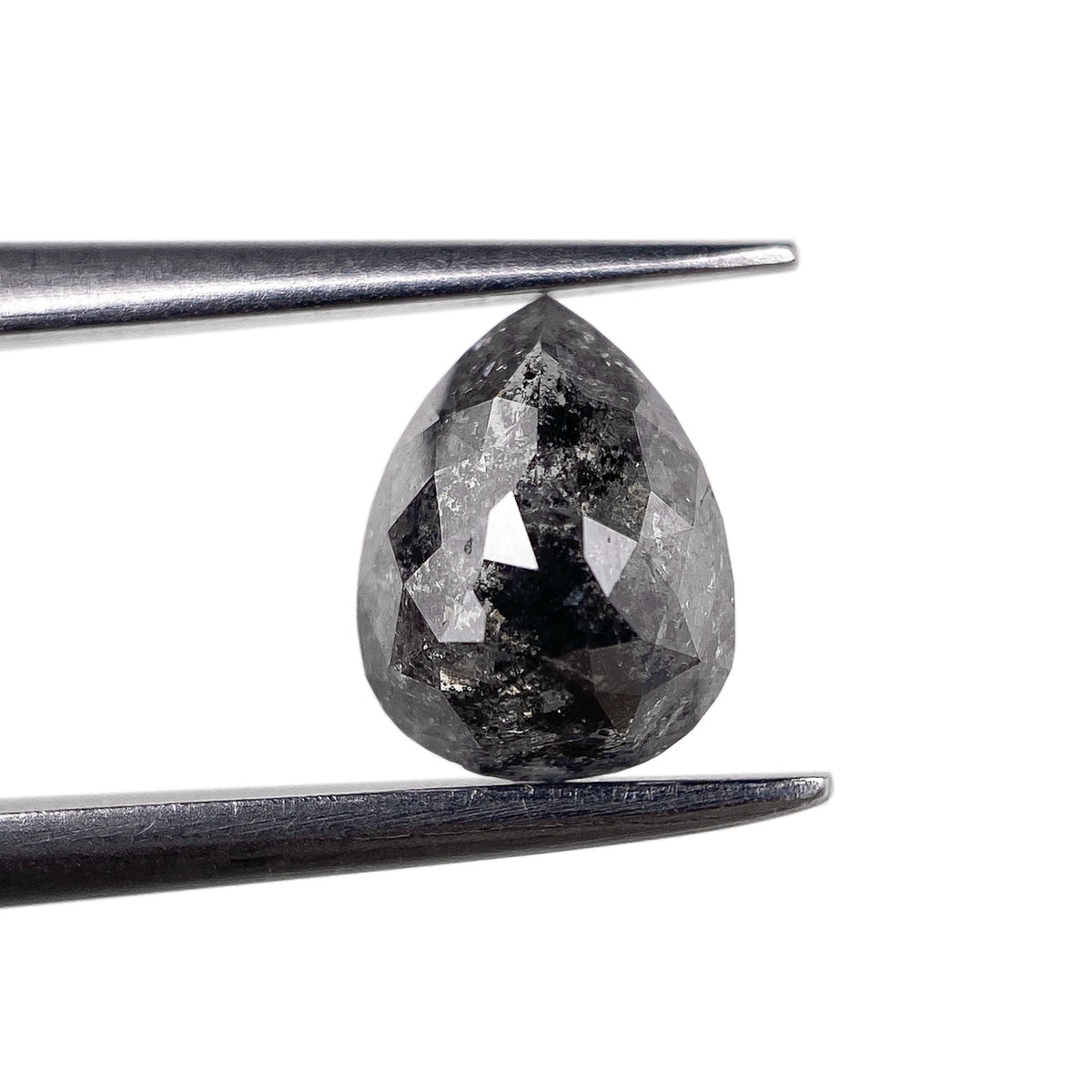 1.00ct | Salt &amp; Pepper Pear Shape Rose Cut Diamond - Modern Rustic Diamond