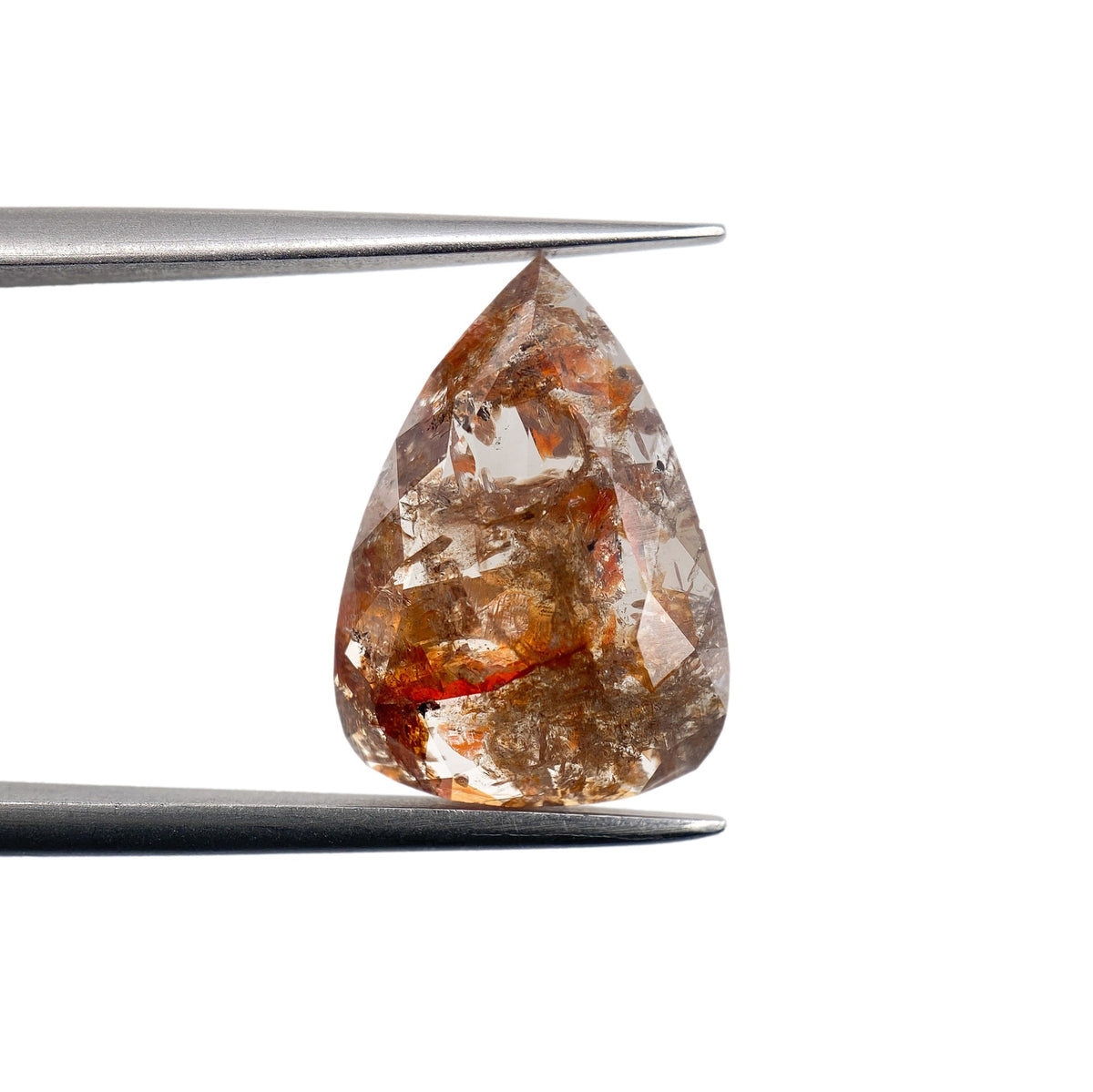4.37ct | Salt &amp; Pepper Pear Shape Rose Cut Diamond - Modern Rustic Diamond
