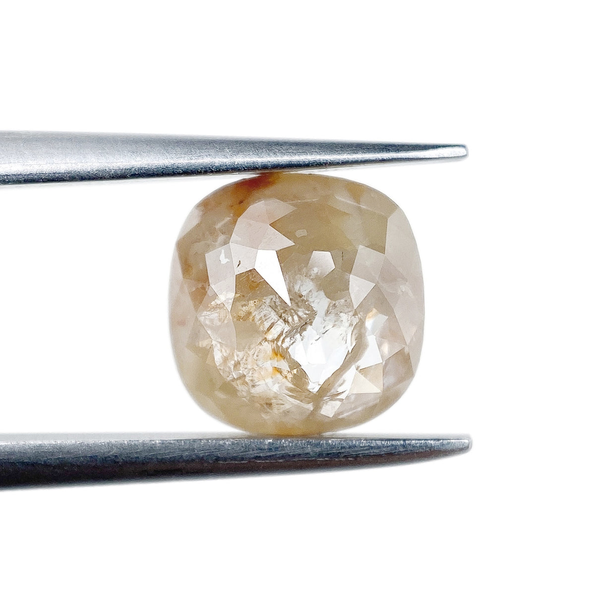 1.45ct | Salt &amp; Pepper Cushion Shape Rose Cut Diamond - Modern Rustic Diamond