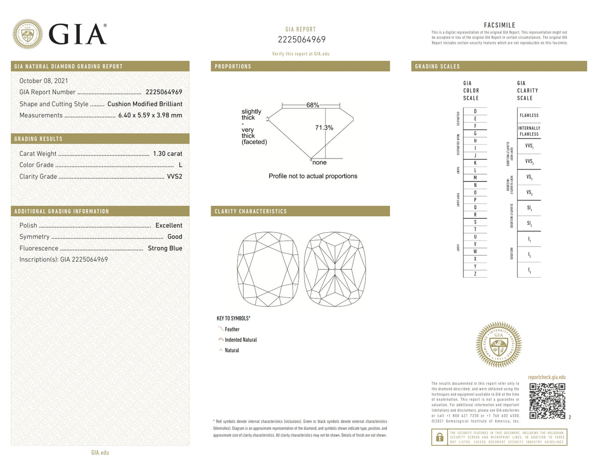 1.30ct | L/VVS2 Cushion Shape Brilliant Cut Diamond (GIA) - Modern Rustic Diamond