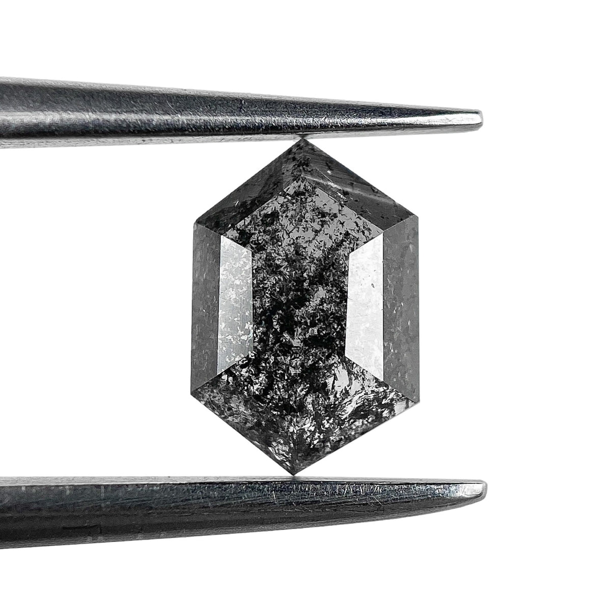 0.53ct | Salt &amp; Pepper Hexagon Shape Rose Cut Diamond - Modern Rustic Diamond