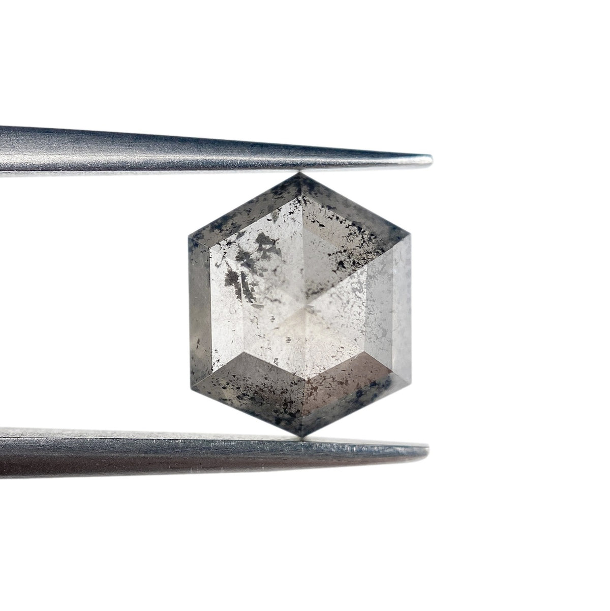 2.05ct | Salt &amp; Pepper Hexagon Shape Rose Cut Diamond - Modern Rustic Diamond