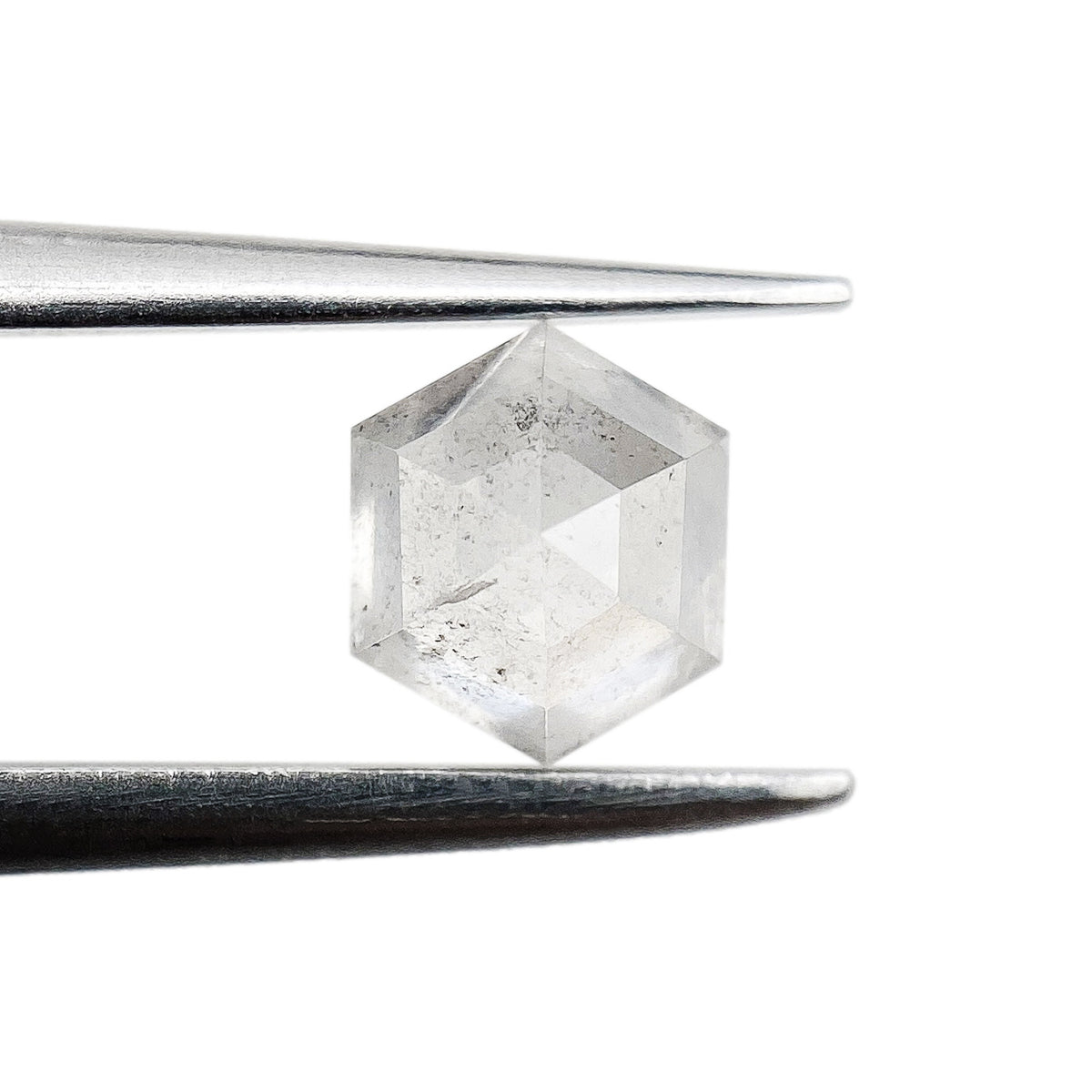 0.73ct | Salt &amp; Pepper Hexagon Shape Step Cut Diamond - Modern Rustic Diamond