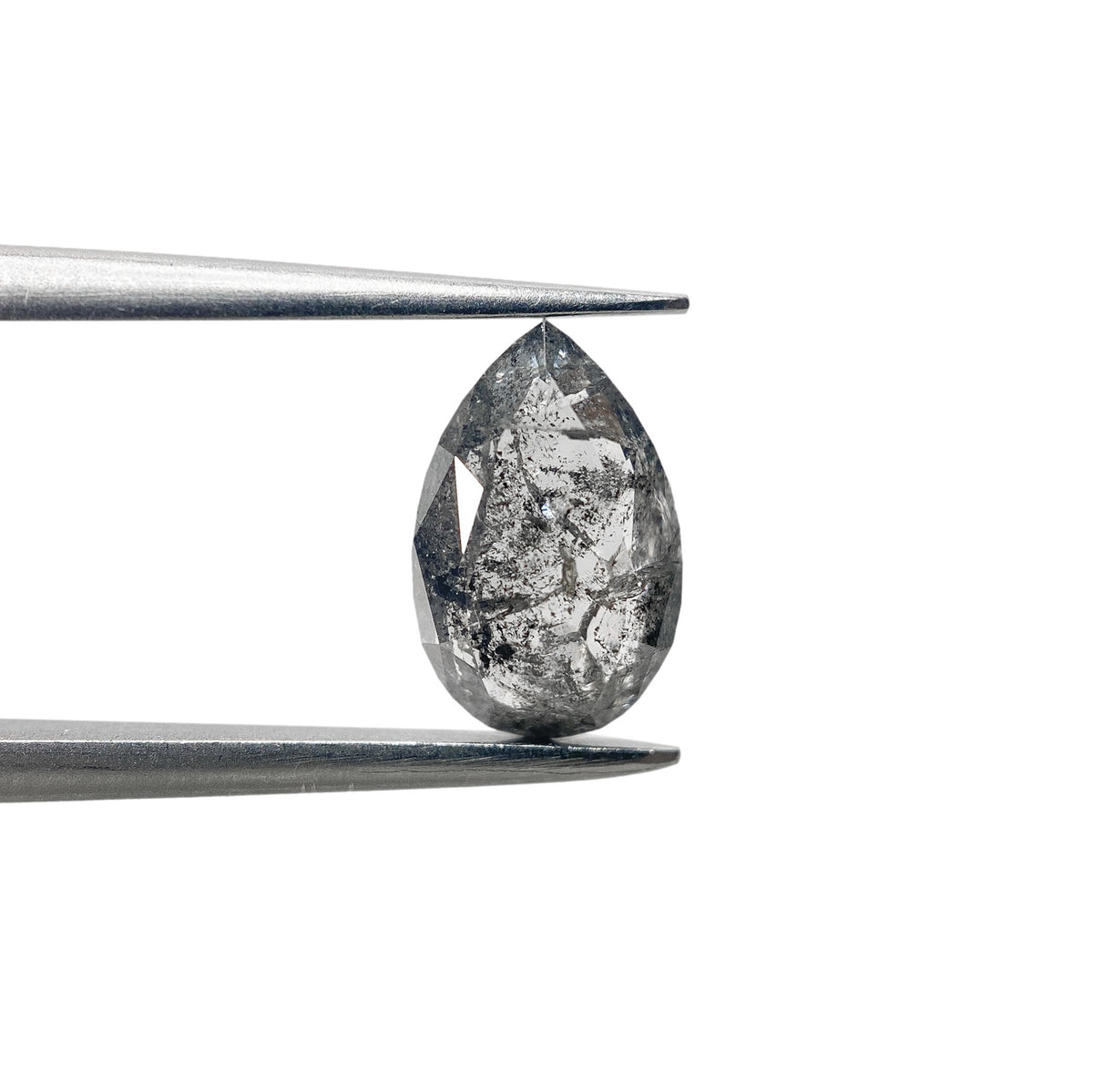 1.27ct | Salt &amp; Pepper Pear Shape Rose Cut Diamond - Modern Rustic Diamond