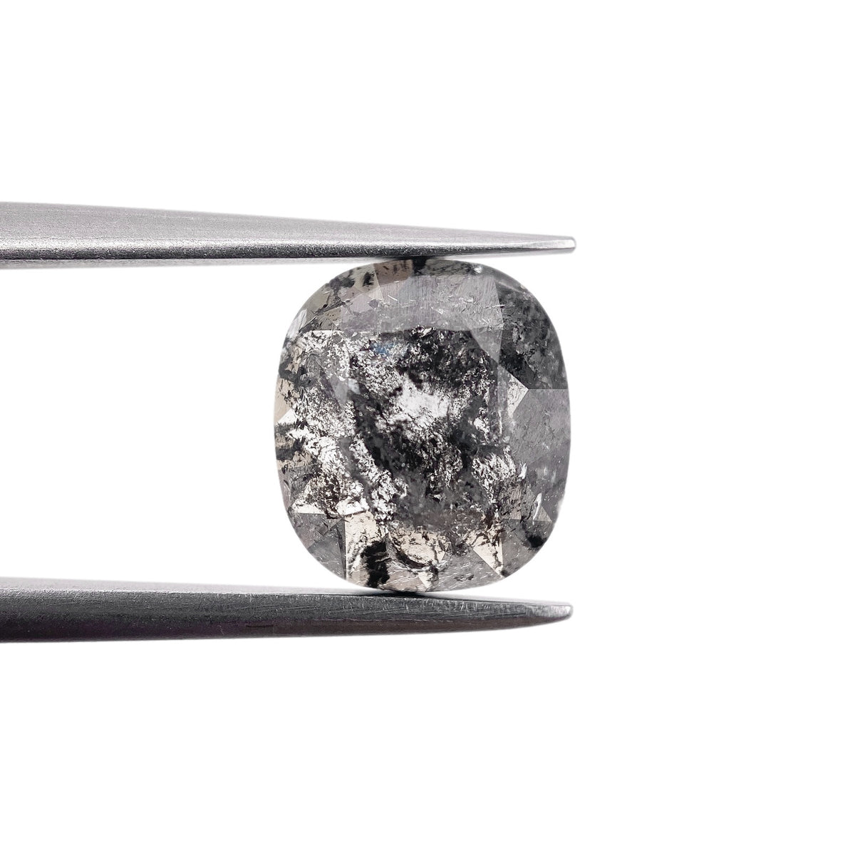 2.04ct | Salt &amp; Pepper Cushion Shape Rose Cut Diamond - Modern Rustic Diamond