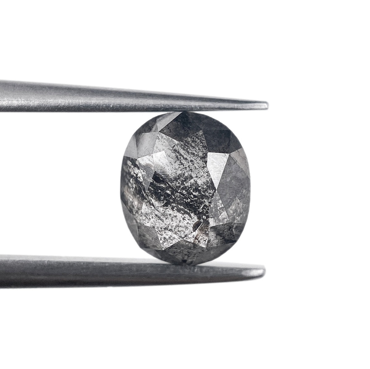 1.22ct | Salt &amp; Pepper Oval Shape Rose Cut Diamond - Modern Rustic Diamond