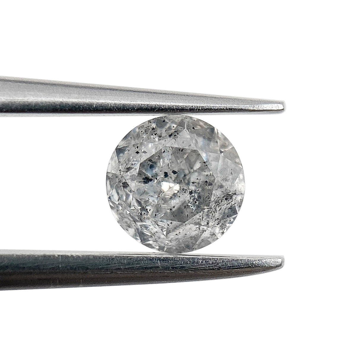 0.54ct | Salt &amp; Pepper Round Shape Brilliant Cut Diamond - Modern Rustic Diamond