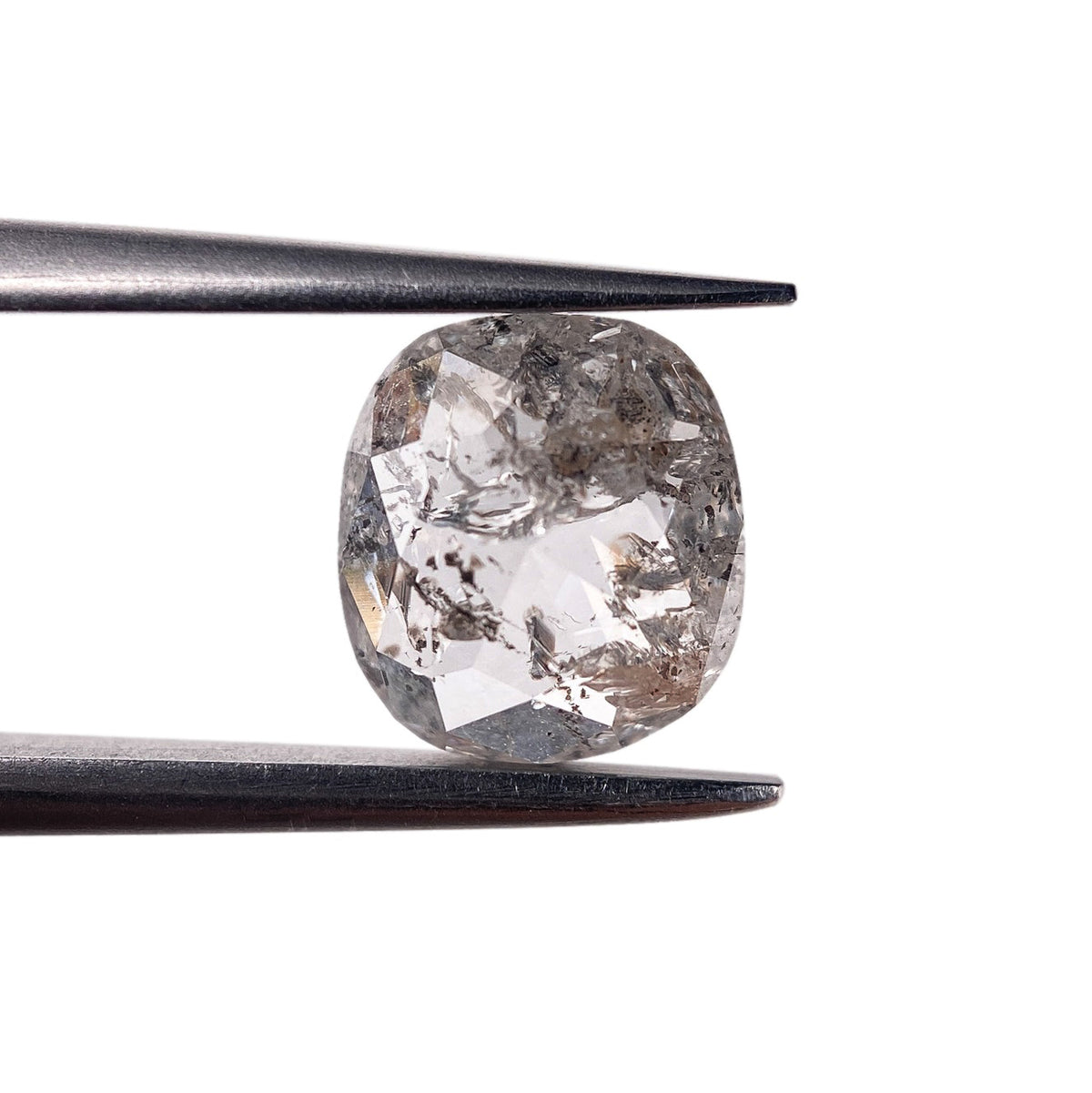 1.20ct | Salt &amp; Pepper Cushion Shape Rose Cut Diamond - Modern Rustic Diamond