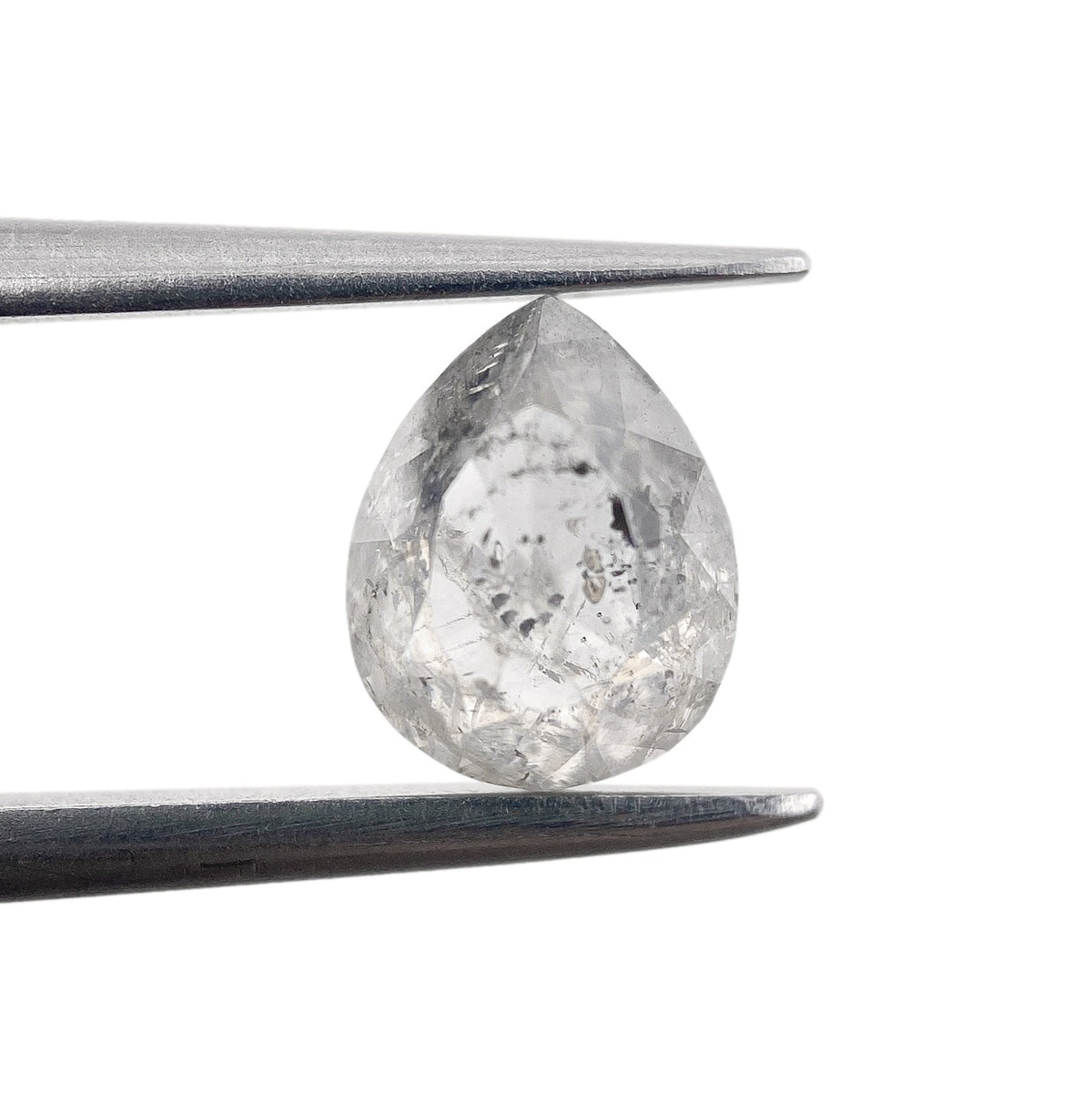 1.06ct | Salt &amp; Pepper Pear Shape Rose Cut Diamond - Modern Rustic Diamond