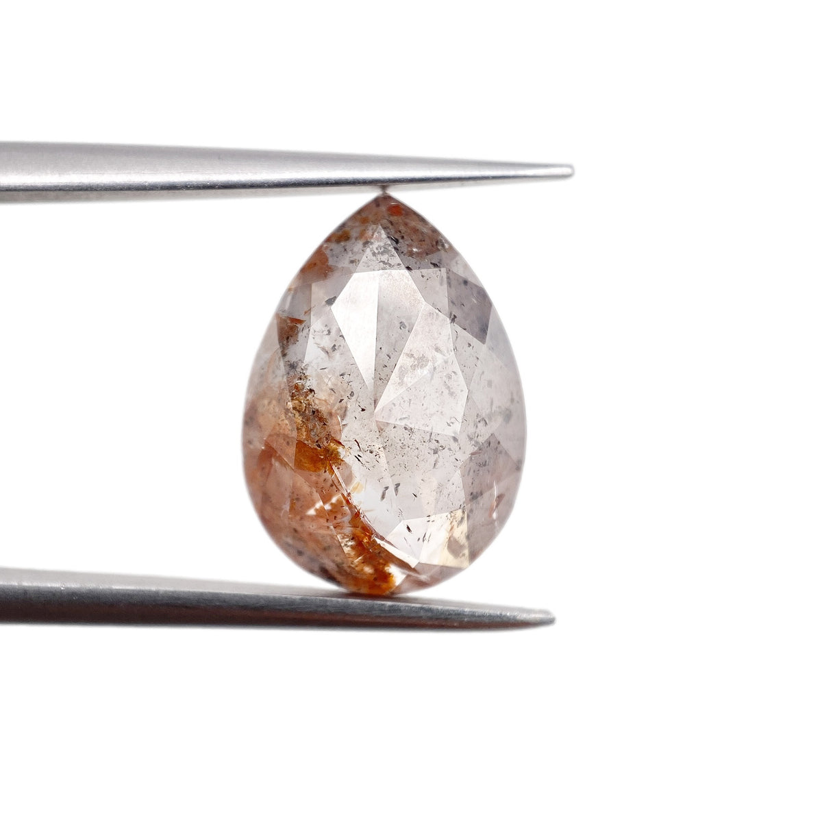 3.85ct | Rustic Grayish Brown Pear Shape Rose Cut Diamond - Modern Rustic Diamond