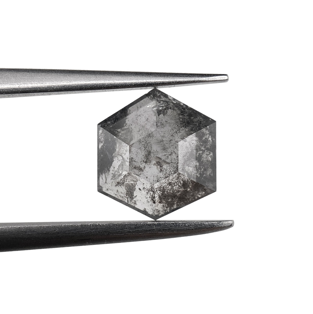 0.88ct | Salt &amp; Pepper Hexagon Shape Rose Cut Diamond - Modern Rustic Diamond