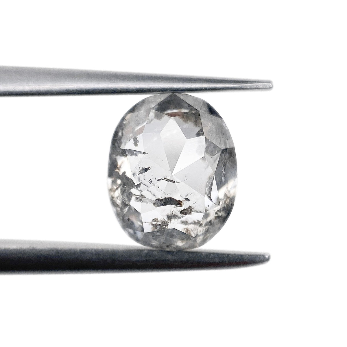 1.40ct | Salt &amp; Pepper Oval Shape Rose Cut Diamond - Modern Rustic Diamond