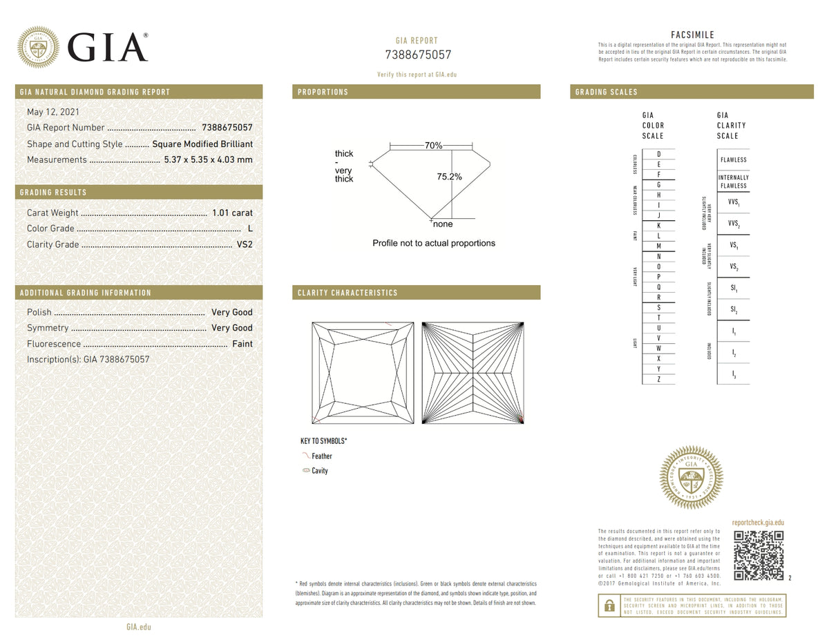 1.01ct | L/VS2 Princess Shape Brilliant Cut Diamond (GIA) - Modern Rustic Diamond
