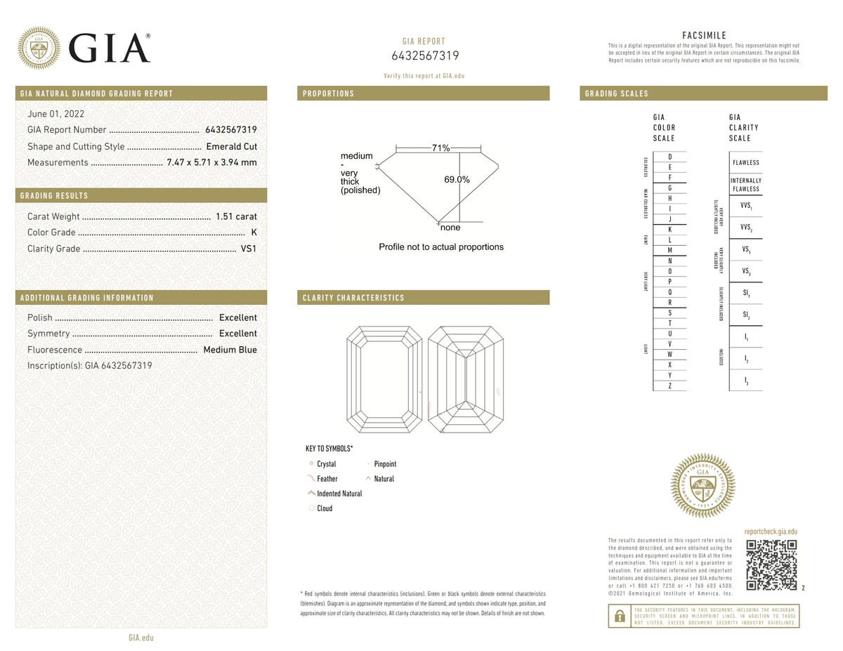 1.51ct | K/VS1 Emerald Shape Brilliant Cut Diamond (GIA) - Modern Rustic Diamond