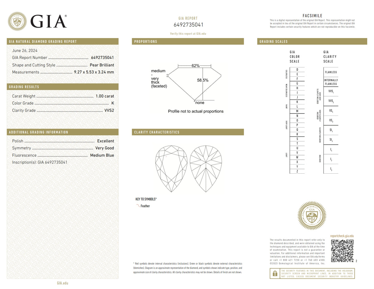 1.00ct | K/VVS2 Pear Shape Brilliant Cut Diamond (GIA) - Modern Rustic Diamond