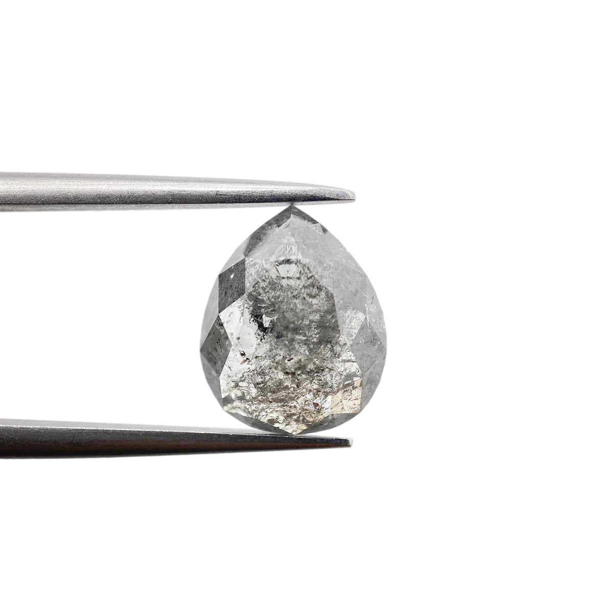1.97ct | Salt &amp; Pepper Pear Shape Rose Cut Diamond - Modern Rustic Diamond