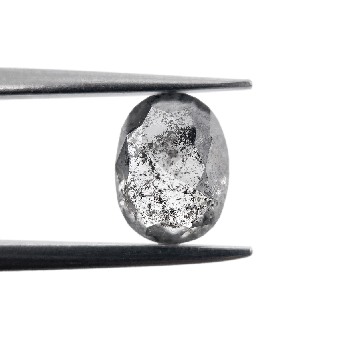 1.18ct | Salt &amp; Pepper Oval Shape Rose Cut Diamond - Modern Rustic Diamond