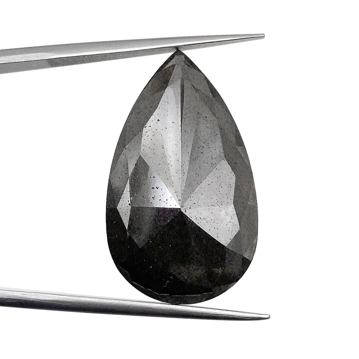 17.37ct | Salt &amp; Pepper Pear Shape Rose Cut Diamond - Modern Rustic Diamond