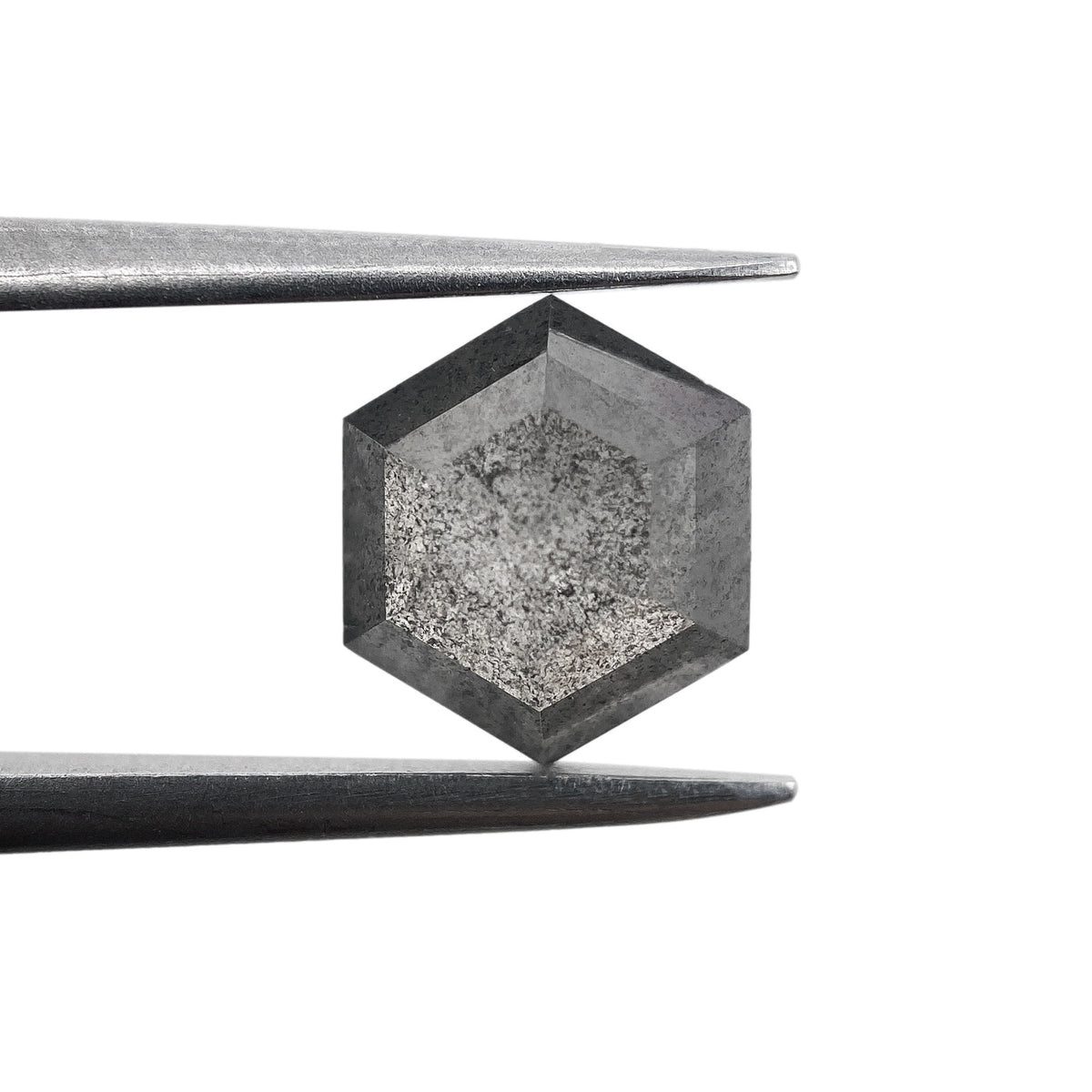 1.34ct | Salt &amp; Pepper Hexagon Shape Rose Cut Diamond - Modern Rustic Diamond