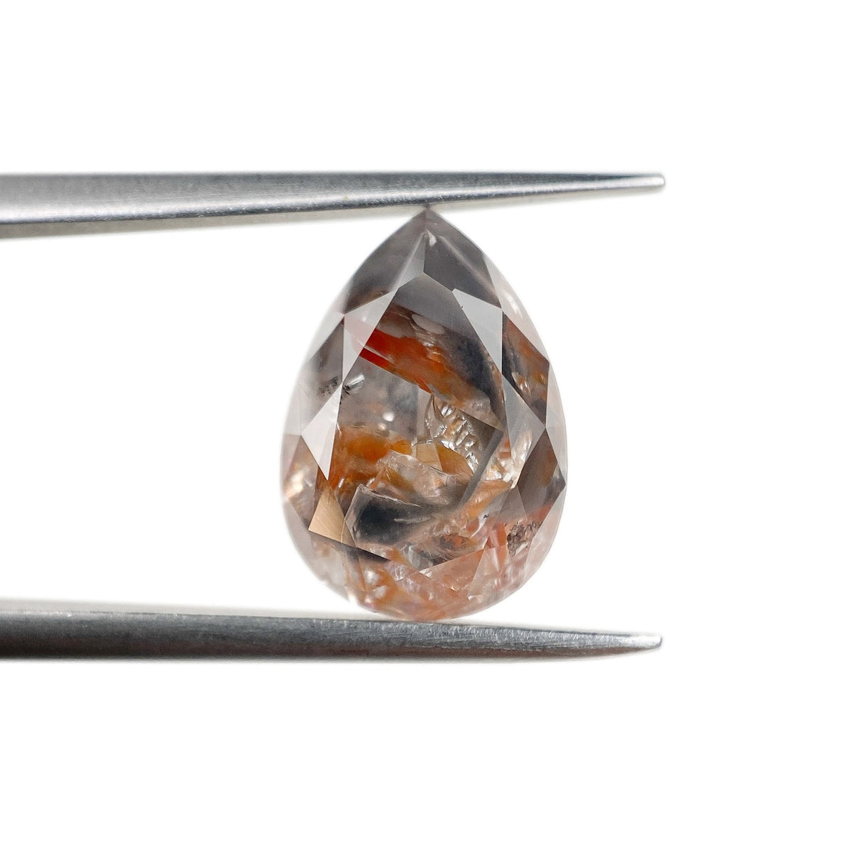 3.50ct | Rustic Grayish Red Pear Shape Brilliant Cut Diamond - Modern Rustic Diamond