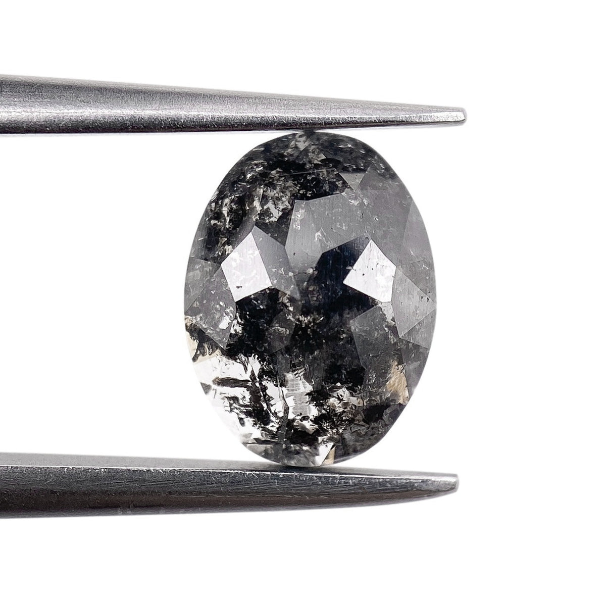 1.18ct | Salt &amp; Pepper Oval Shape Rose Cut Diamond - Modern Rustic Diamond