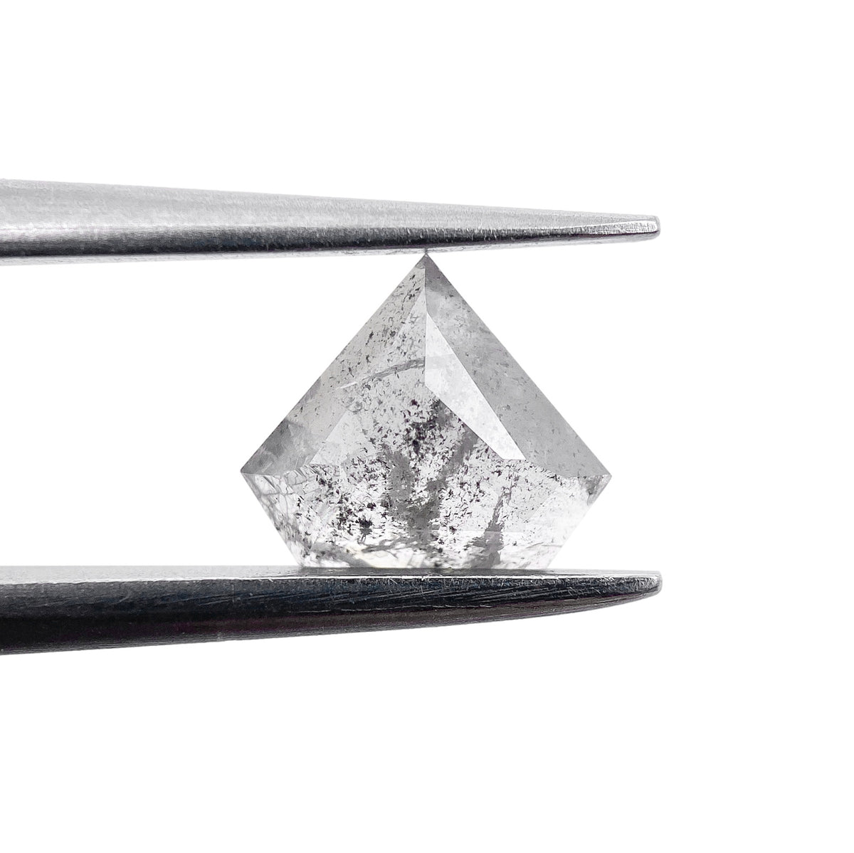 0.52ct | Salt &amp; Pepper Shield Shape Rose Cut Diamond - Modern Rustic Diamond