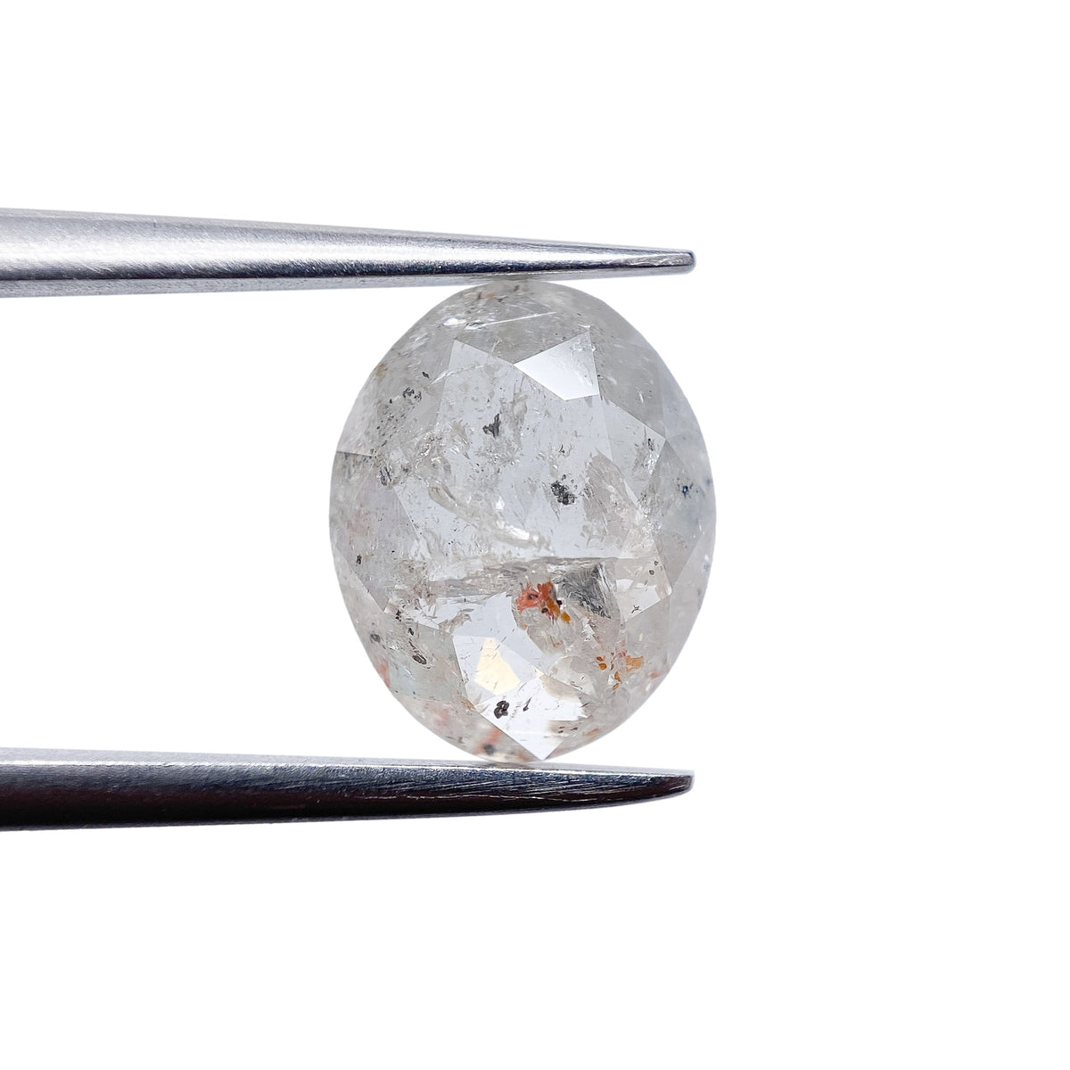 1.90ct | Salt &amp; Pepper Oval Shape Rose Cut Diamond - Modern Rustic Diamond