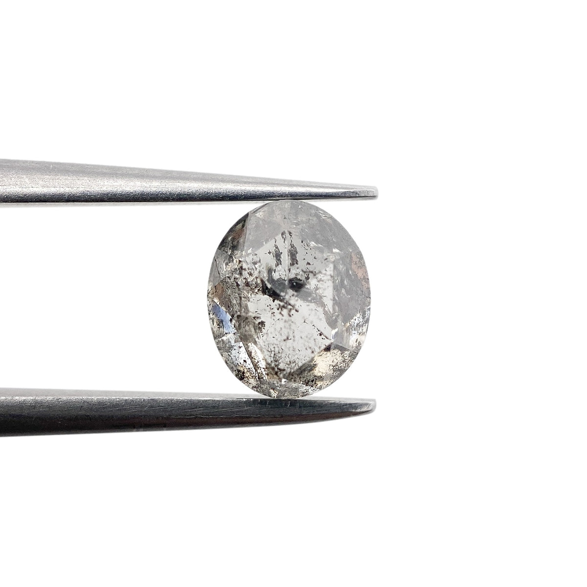 1.18ct | Salt &amp; Pepper Oval Shape Rose Cut Diamond - Modern Rustic Diamond