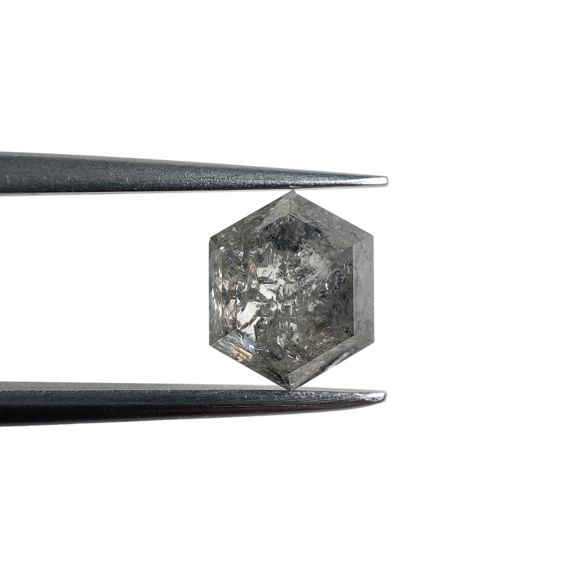 1.79ct | Salt &amp; Pepper Hexagon Shape Rose Cut Diamond - Modern Rustic Diamond