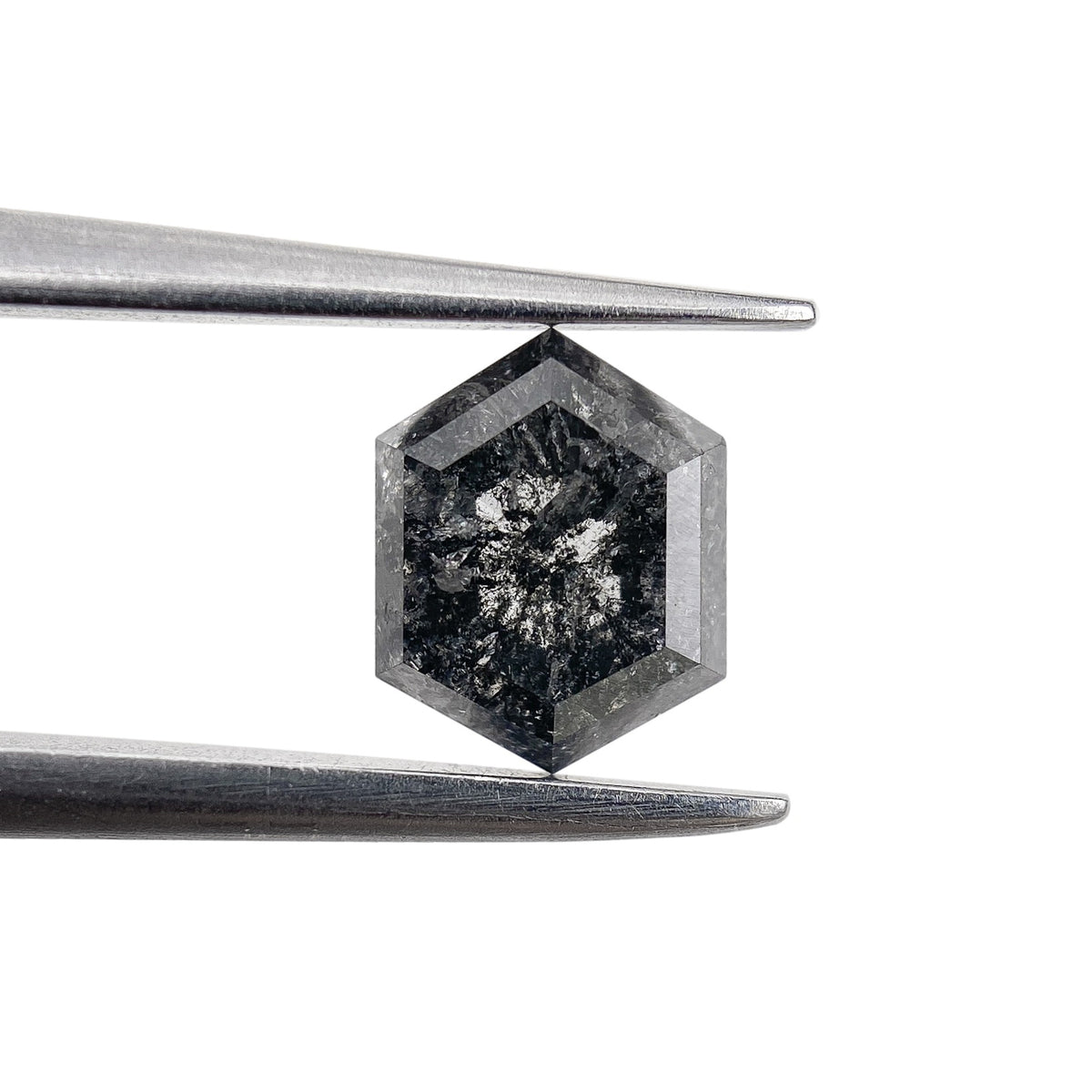 0.87ct | Salt & Pepper Hexagon Shape Brilliant Cut Diamond - Modern Rustic Diamond