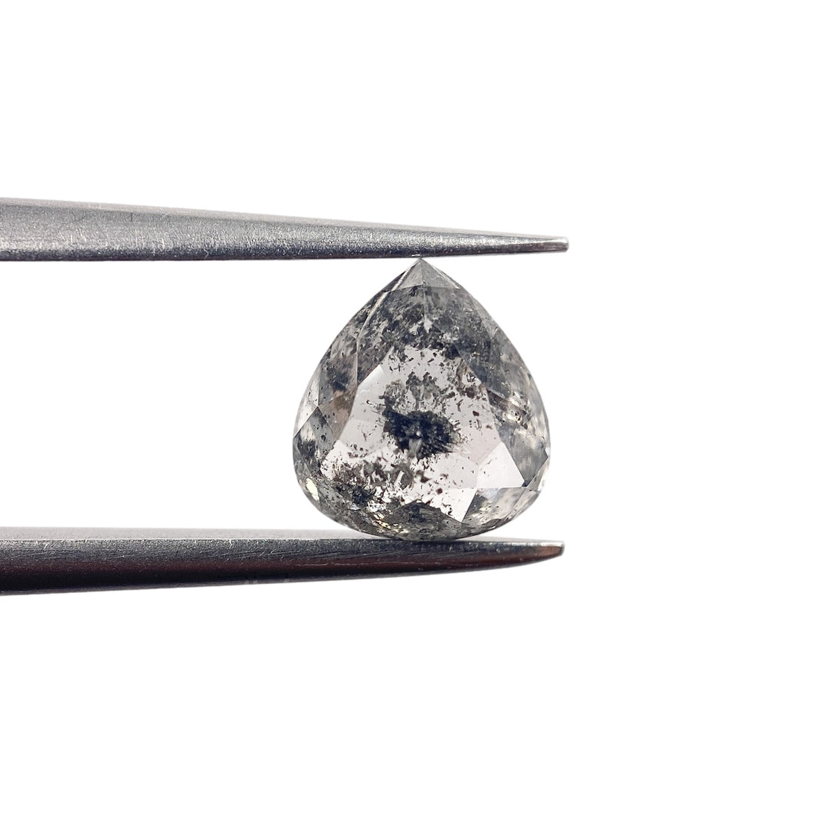 1.36ct | Salt &amp; Pepper Pear Shape Rose Cut Diamond - Modern Rustic Diamond