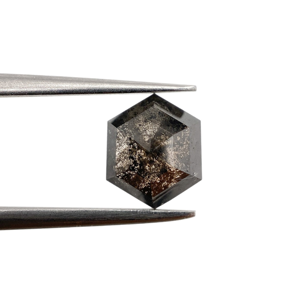 1.21ct | Salt &amp; Pepper Hexagon Shape Rose Cut Diamond - Modern Rustic Diamond