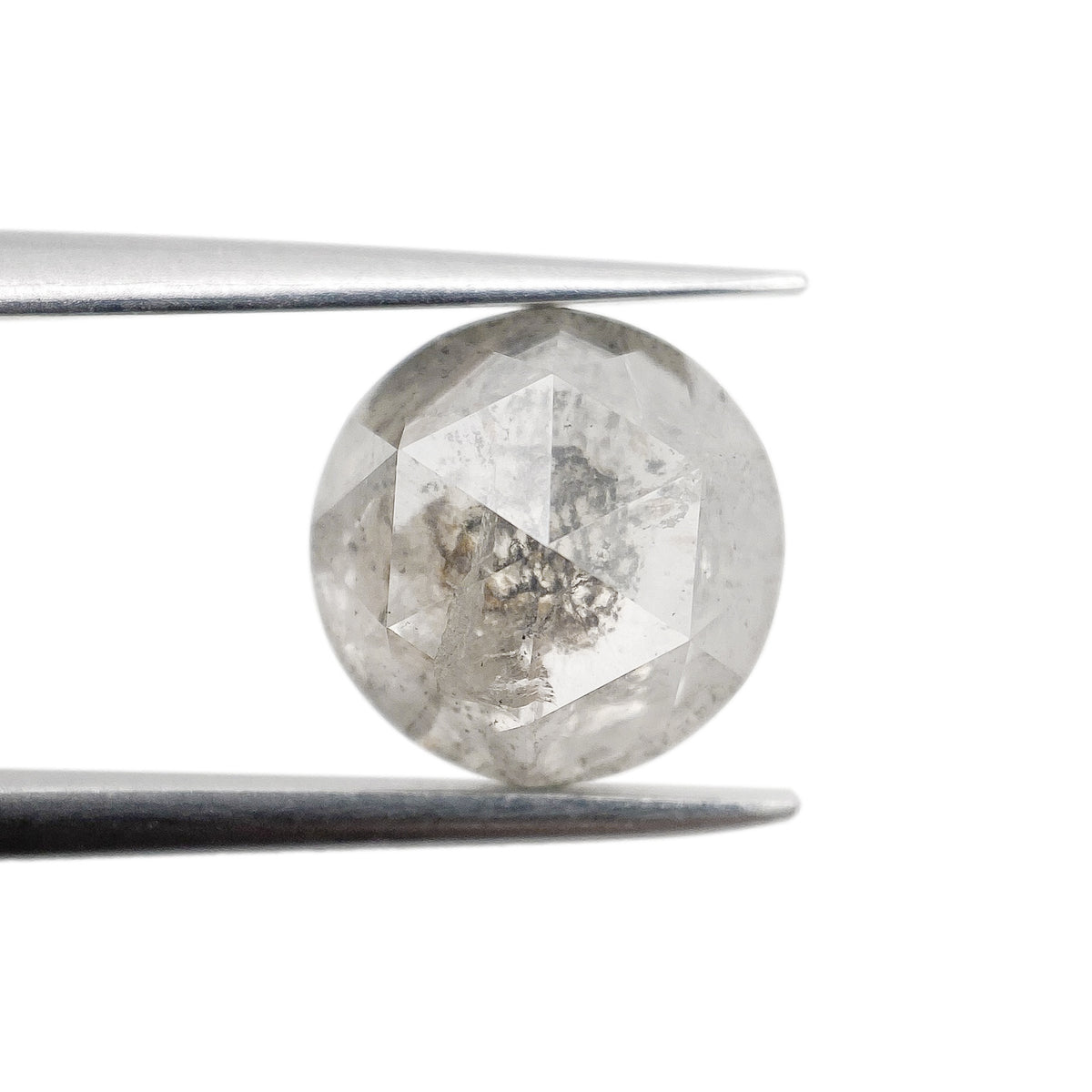 2.95ct | Salt &amp; Pepper Round Shape Rose Cut Diamond - Modern Rustic Diamond